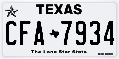 TX license plate CFA7934