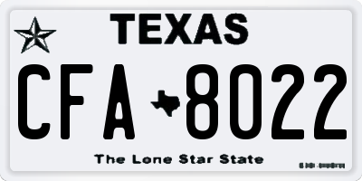 TX license plate CFA8022