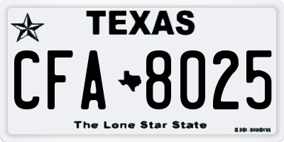 TX license plate CFA8025