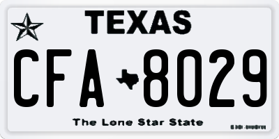 TX license plate CFA8029