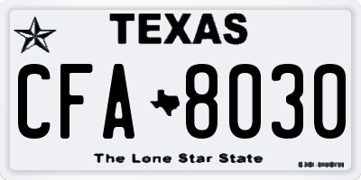 TX license plate CFA8030