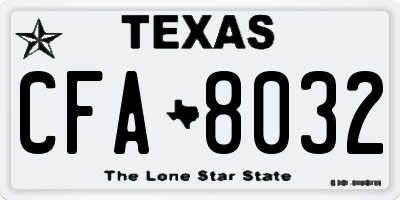 TX license plate CFA8032