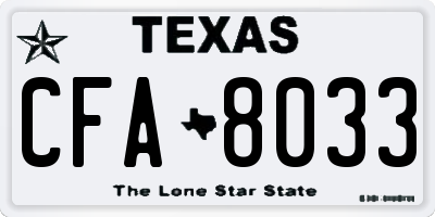 TX license plate CFA8033