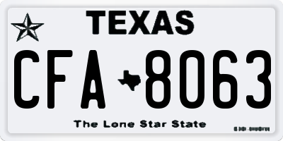 TX license plate CFA8063