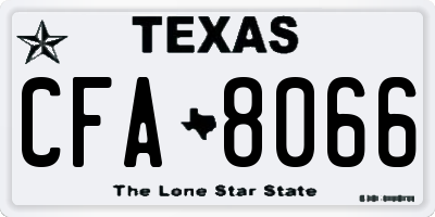 TX license plate CFA8066