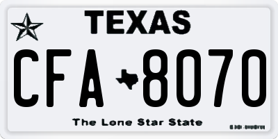 TX license plate CFA8070