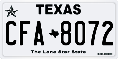 TX license plate CFA8072