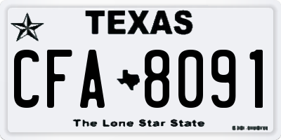 TX license plate CFA8091