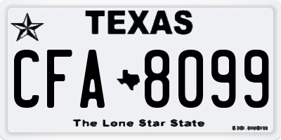 TX license plate CFA8099
