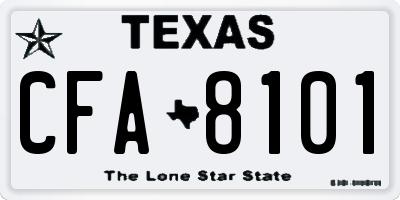 TX license plate CFA8101