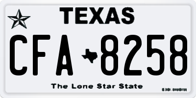 TX license plate CFA8258