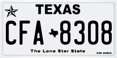 TX license plate CFA8308
