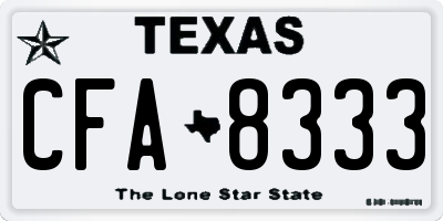 TX license plate CFA8333