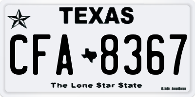 TX license plate CFA8367