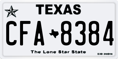 TX license plate CFA8384