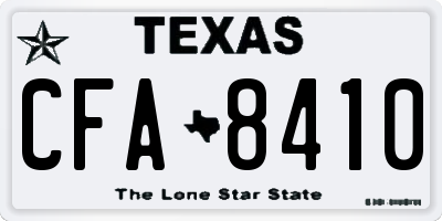 TX license plate CFA8410