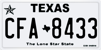 TX license plate CFA8433