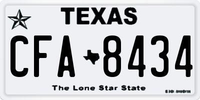 TX license plate CFA8434