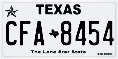 TX license plate CFA8454