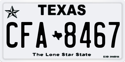 TX license plate CFA8467