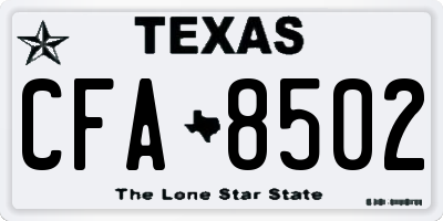 TX license plate CFA8502