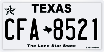 TX license plate CFA8521