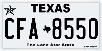 TX license plate CFA8550