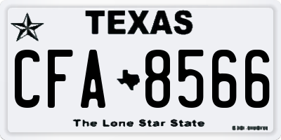 TX license plate CFA8566