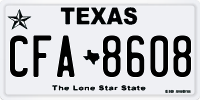 TX license plate CFA8608
