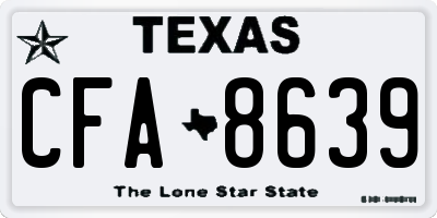 TX license plate CFA8639
