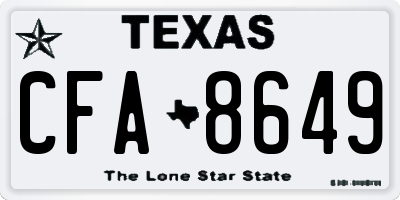 TX license plate CFA8649