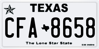 TX license plate CFA8658