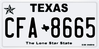 TX license plate CFA8665