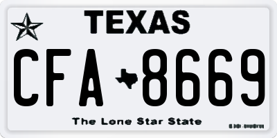TX license plate CFA8669