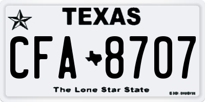 TX license plate CFA8707