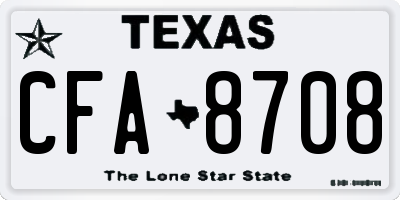 TX license plate CFA8708