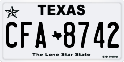 TX license plate CFA8742