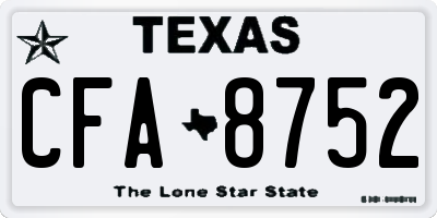 TX license plate CFA8752
