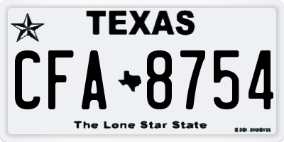TX license plate CFA8754
