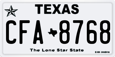 TX license plate CFA8768