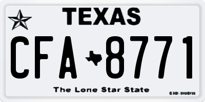 TX license plate CFA8771