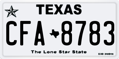 TX license plate CFA8783