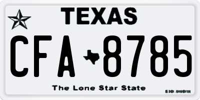 TX license plate CFA8785