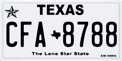 TX license plate CFA8788