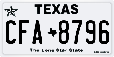 TX license plate CFA8796