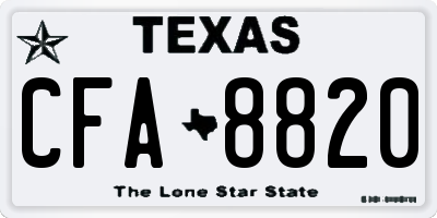 TX license plate CFA8820