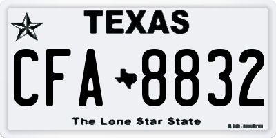 TX license plate CFA8832