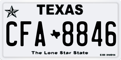 TX license plate CFA8846