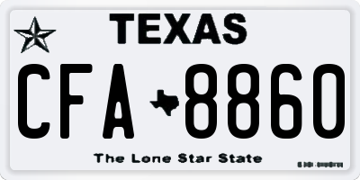 TX license plate CFA8860