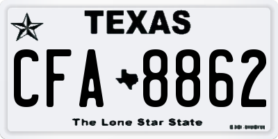 TX license plate CFA8862